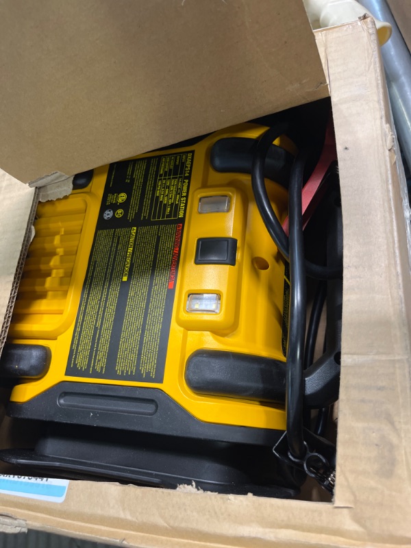 Photo 2 of DEWALT DXAEPS14 1600 Peak Battery Amp 12V Automotive Jump Starter/Power Station with 500 Watt AC Power Inverter, 120 PSI Digital Compressor, and USB Power , Yellow