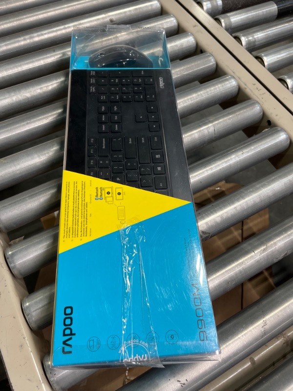 Photo 2 of RAPOO 9900M Multi Device(Bluetooth 3.0/4.0/2.4G) Wireless Keyboard and Laser Mouse Combo, Easy-Connect Up to 4 Devices, Blade Extremely Thin Keyboard and High-Precision Sensor Multi-Functional Mouse