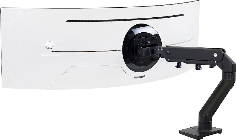 Photo 1 of Ergotron – HX HD Premium Heavy Duty Monitor Arm, Single Monitor Desk Mount – for 1000R Curved Ultrawide Monitors Up to 49 Inches, 28 to 42 lbs, VESA 75x75mm or 100x100mm – HD Pivot, Matte Black
