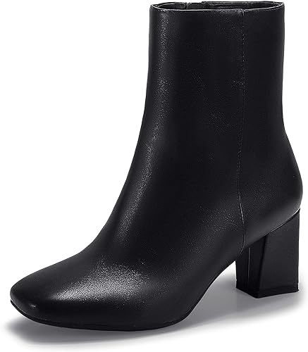 Photo 1 of DIFU Women's Aliza Fashion Square Toe Short Boots Side Zipper Low Block Heel Ankle Booties size 6
