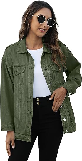 Photo 1 of Fhasion clothing Women's  Denim Jacket Jean Biker Coat xl green color