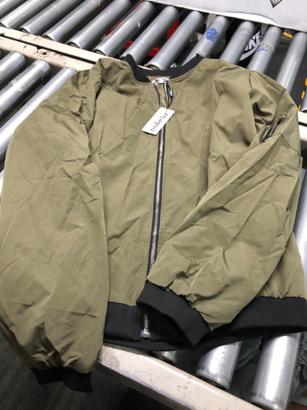 Photo 3 of 
Zeagoo Women's Bomber Jacket Casual Coat Zip Up Outerwear Windbreaker with Pockets  green color XL