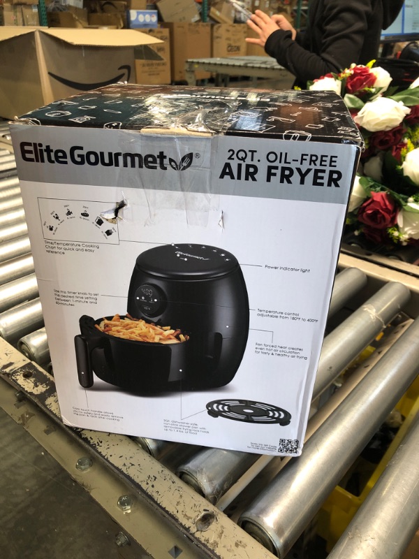 Photo 4 of Elite Gourmet EAF2612D Personal 2.1Qt Compact Space Saving Programmable Hot Air Fryer, Oil-Less Healthy Cooker, Timer & Temperature Controls, PFOA/PTFE Free, 1000W, Black 2.1 Quart Black