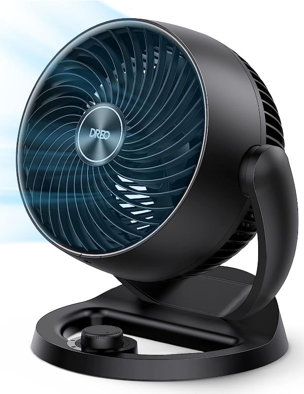 Photo 1 of Dreo Fans for Home Bedroom, Table Air Circulator Fan for Whole Room, 9 Inch, 70ft Strong Airflow, 120° adjustable tilt, 28db Low Noise, Quiet, 3 Speeds, 2023 New Desk Fan for Office, Kitchen, Home
