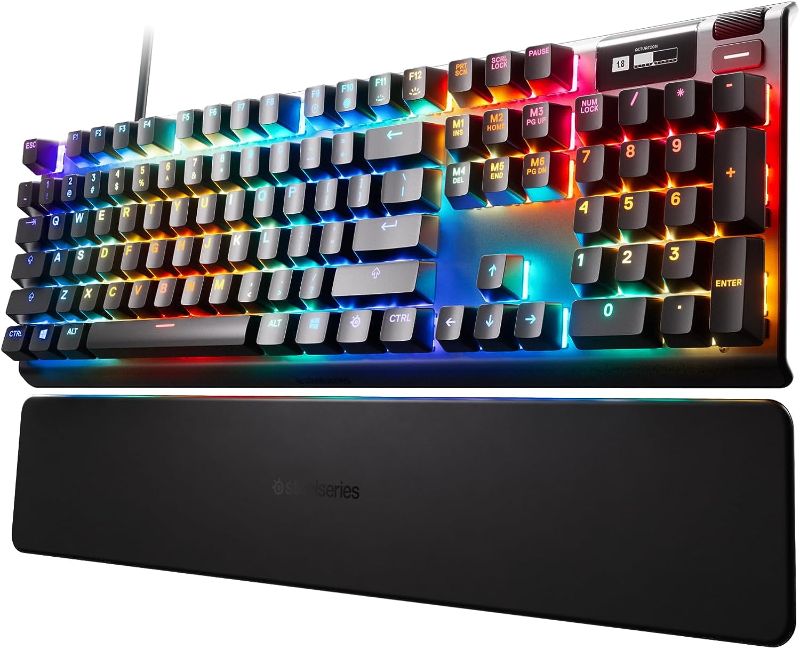 Photo 1 of SteelSeries Apex Pro HyperMagnetic Gaming Keyboard — World's Fastest Keyboard — Adjustable Actuation — OLED Screen — RGB – USB Passthrough?
