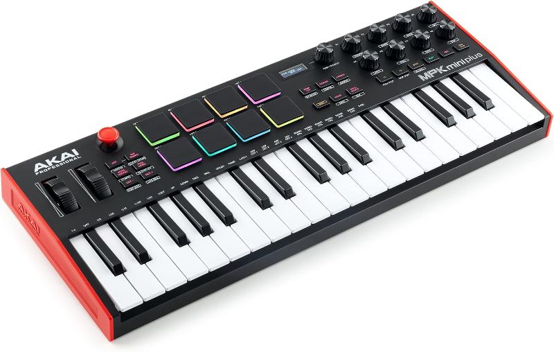 Photo 1 of Akai Professional MPK Mini Plus - USB MIDI Keyboard Controller with 37 Mini Keys, 8 MPC Pads, Sequencer, MIDI/CV/Gate I/O, Music Production Software
