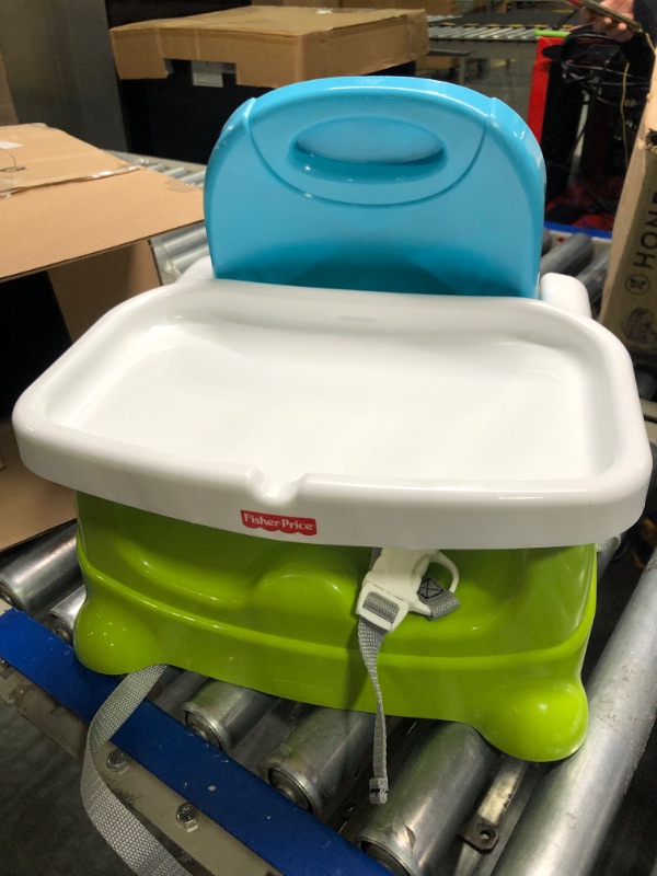 Photo 1 of Fisher-Price Portable Toddler Booster Seat, Healthy Care, Travel Dining Chair with Dishwasher Safe Tray, Green Blue/Green