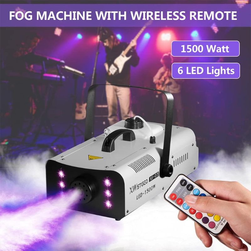 Photo 1 of Fog Machine 1500 Watt with 6 LED Lights and Wireless Remote, Professional Stage Smoke Machine for DJ Halloween Parties Wedding Christmas
