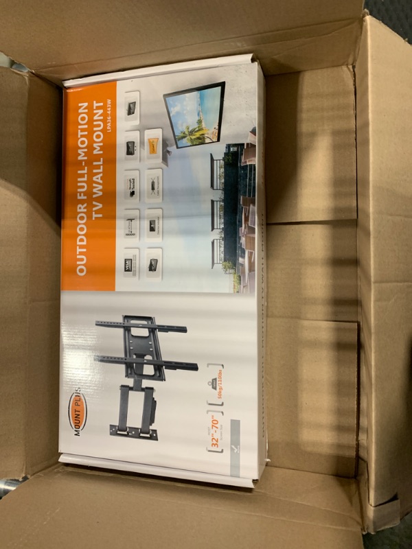 Photo 1 of Mount Plus MP-LPA36-443W Outdoor Full Motion Swivel Weatherproof Tilt TV Wall Mount for Most 32”~70” TVs Perfect Solution for Outdoor TV (Max VESA 400x400) 32" - 70" Full Motion