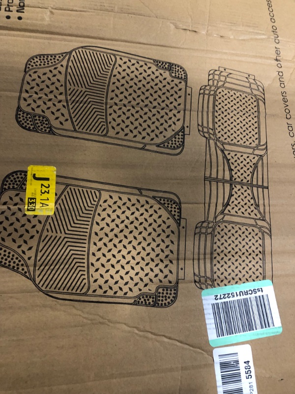 Photo 1 of Automotive Floor Mats Tan Solid Beige ClimaProof all season protection Universal Fit for most Cars, SUVs, and Trucks (Full Set Semi-Custom Premium, 3pc) FH Group F11307BEIGE