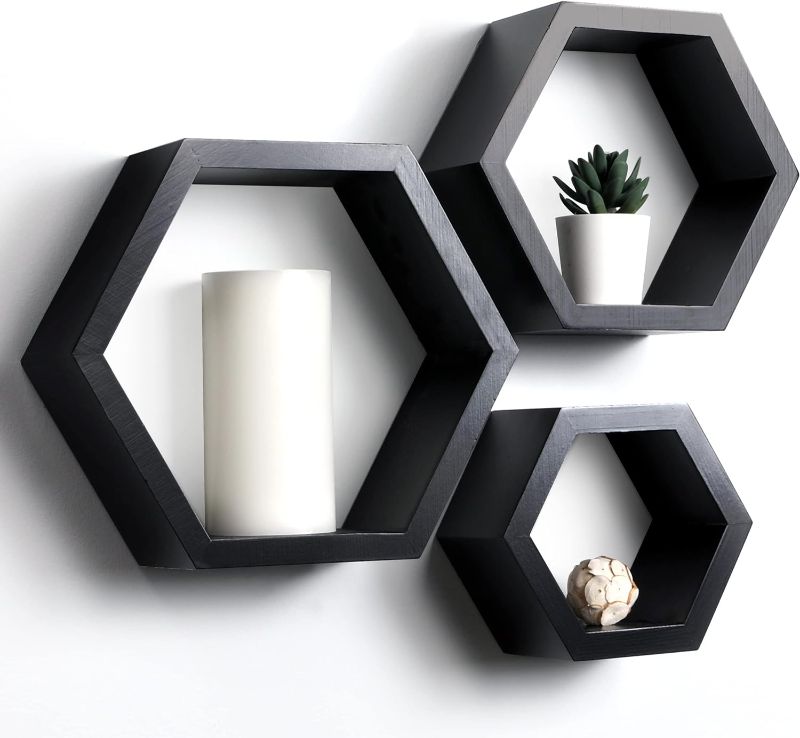 Photo 1 of 2 set of hexagonal honeycomb frame black