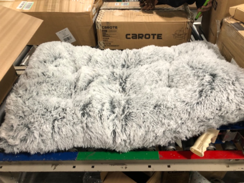 Photo 1 of BFPETHOME Dog Beds for Large Dogs, Plush Dog Crate Bed Fluffy Cozy Kennel Pad for Sleeping & Ease Anxiety, Washable Dog Mats with Anti-Slip Bottom for Large Medium Dogs 36(35 x 23 inch) Grey