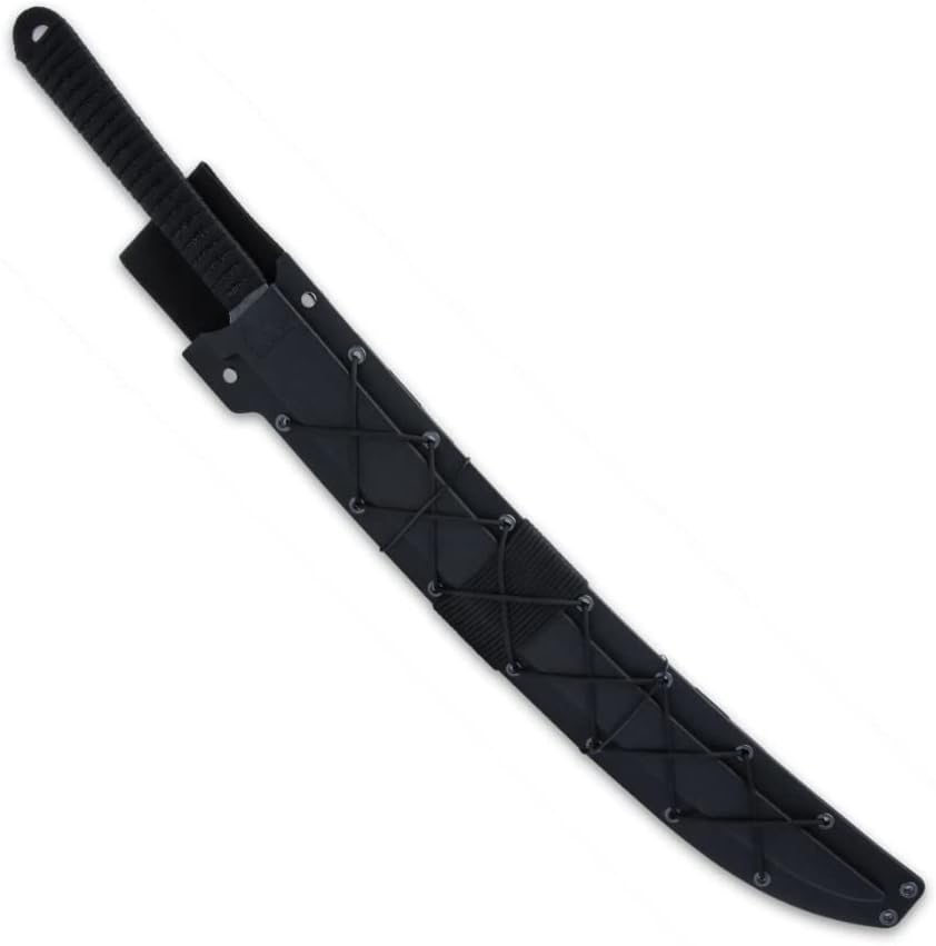 Photo 1 of BLACK RONIN Black Combat Wakizashi Sword and Injection Molded Sheath - Stainless Steel Blade, Full-Tang, Faux Rayskin, Cord-Wrapped Handle, Use for Tactical...
