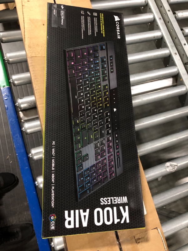 Photo 2 of Corsair K100 AIR Wireless RGB Mechanical Gaming Keyboard - Ultra-Thin, Sub-1ms Slipstream , Low-Latency Bluetooth, Cherry MX Ultra Low Profile Keyswitches - NA Layout, QWERTY - Black K100 AIR WIRELESS CHERRY MX Ultra Low Profile Switches