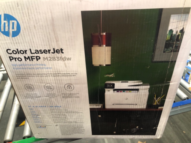 Photo 1 of HP Color LaserJet Pro M283fdw Wireless All-in-One Laser Printer, Remote Mobile Print, Scan & Copy, Duplex Printing, Works with Alexa (7KW75A), White