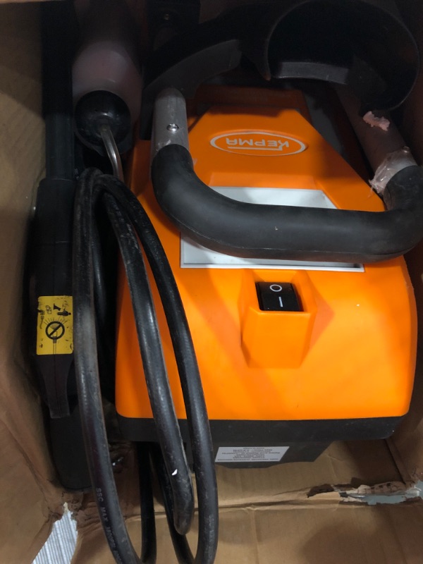 Photo 2 of ****HOSE IS BROKEN****


Suyncll Electric Pressure Washer, 2000W/2.9GPM High Power Washer Cleaner Machine with 4 Nozzles, Soap Bottle for Car Washer/Home Garden Cleaning(Orange) without hose reel Orange