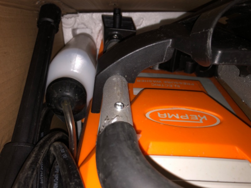 Photo 3 of ****HOSE IS BROKEN****


Suyncll Electric Pressure Washer, 2000W/2.9GPM High Power Washer Cleaner Machine with 4 Nozzles, Soap Bottle for Car Washer/Home Garden Cleaning(Orange) without hose reel Orange