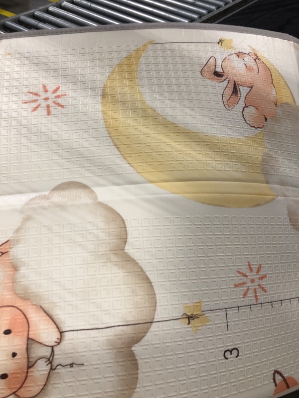 Photo 1 of Joypony Baby Play Mat 79" X 71", Extra Large Foldable Play Mats for Babies and Toddlers, Waterproof & Anti-Slip Portable Baby Floor Mat for Tummy Time, Foam Baby Mat for Floor with Travel Bag Rabbit-71x79x0.4 Inch 71" x 79" x 0.4" (Breathable Design)