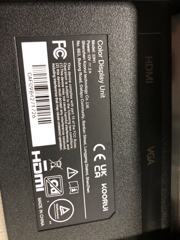 Photo 1 of KOORUI 22 Inch Computer Monitor, FHD 1080P Desktop Display, 75HZ Ultra Thin Bezel/Eye Care/Ergonomic Tilt, HDMI VGA Ports LED Monitor for PC, VESA Mounting 22 INCH VA 1080p/75hz