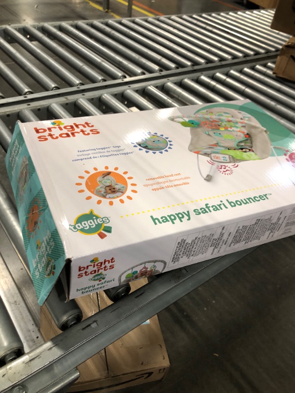 Photo 1 of Bright Starts Baby Bouncer Soothing Vibrations Infant Seat - Taggies, Music, Removable-Toy Bar, 0-6 Months Up to 20 lbs (Happy Safari)