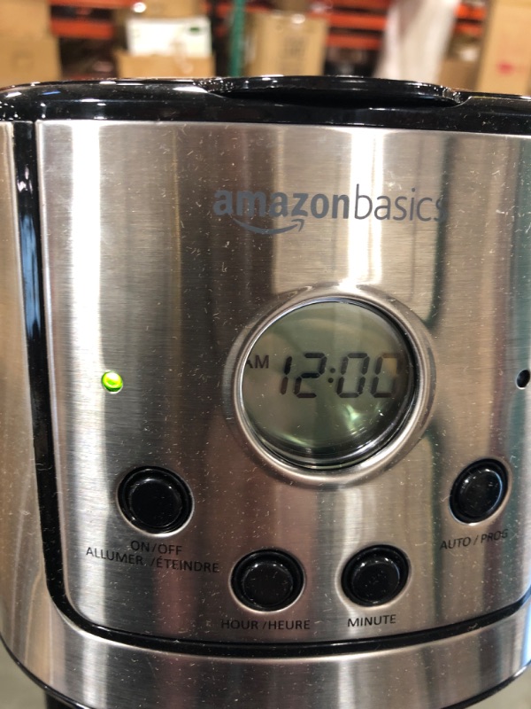 Photo 3 of Amazon Basics 12-Cup Digital Coffeemaker with Carafe and Reusable Filter, Stainless Steel