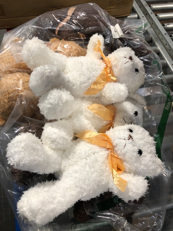 Photo 1 of 9 Pieces Cute Bear Stuffed Animals, 10 Inch Soft Plush Stuffed Bears Toy Bulk with Bow Tie for Kids Boys Girls Graduation Baby Shower Christmas Birthday Party Gift Favors (Dark Brown, Golden, White)