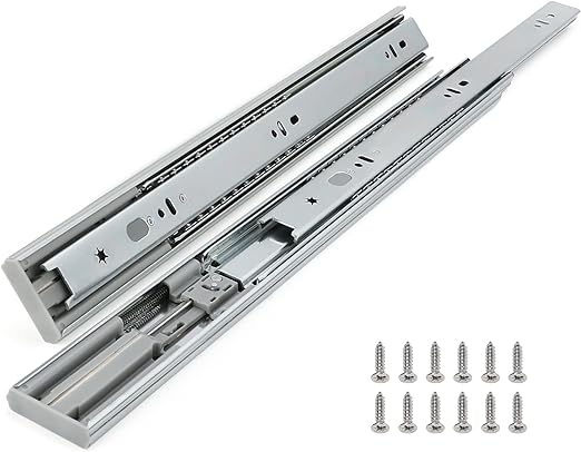 Photo 1 of 22 Inch Soft Close Drawer Slides 1 Pair Furniture Replacement Parts,3 Section Full Extension Side Mount Ball Bearing Rails Drawer Slides for Cabinet 100 LB Capacity?SILVER? 22 Inch-Black 1 Pairs