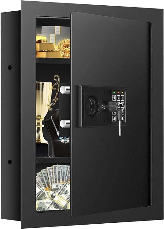 Photo 1 of 25.6" Tall Fireproof Wall Safes Between the Studs 16" Centers, Electronic Hidden Safe with Removable Shelf, Home Safe for Firearms, Money, Jewelry, Passport