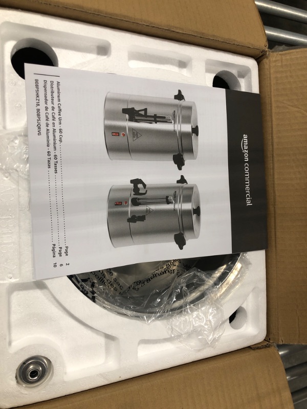 Photo 1 of AmazonCommercial Coffee Urn with 2 Spouts - Aluminum, 60 Cups/9 Liters 60 Cup 2 Spouts