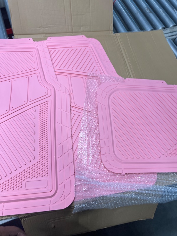 Photo 2 of CAR PASS Heavy Duty Rubber Floor Mats 4-Piece Car Mat Set - Universal Waterproof Floor Mats for Car SUV Truck, Durable All-Weather Mats(Pink)