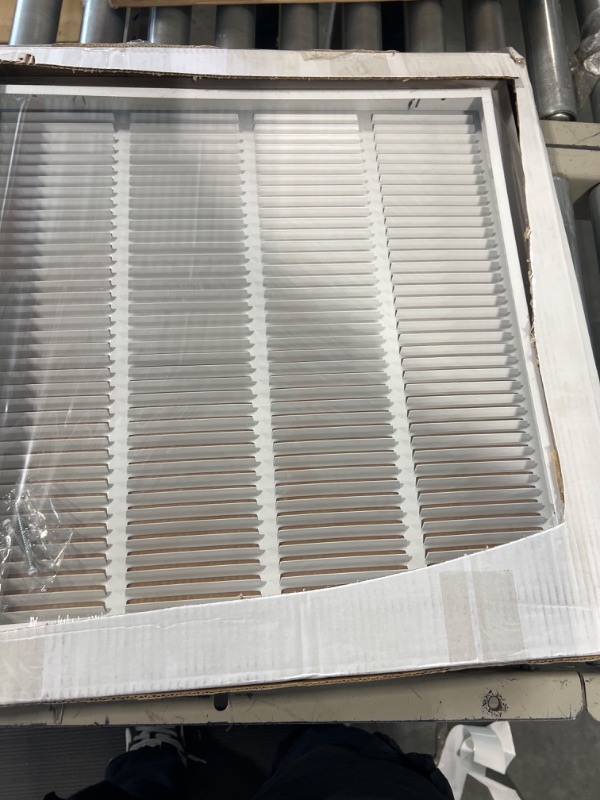 Photo 3 of 20"x20" Steel AIR Return Filter Grille, OPENABLE FACE, White & PAINTABLE