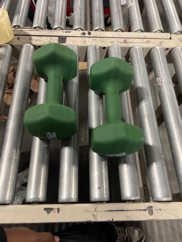Photo 1 of Amazon Basics Neoprene Workout Dumbbell Light Green 20-Pound, Set of 2 Weight Set
