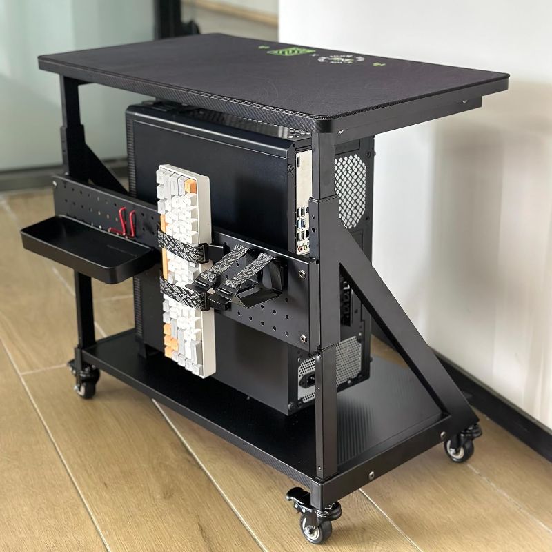 Photo 1 of Klobel Height Adjustable Computer Tower Cart Stand, Mobile PC Laptop Standing Table, Printer Stand with Lockable Rolling Caster for Office Home