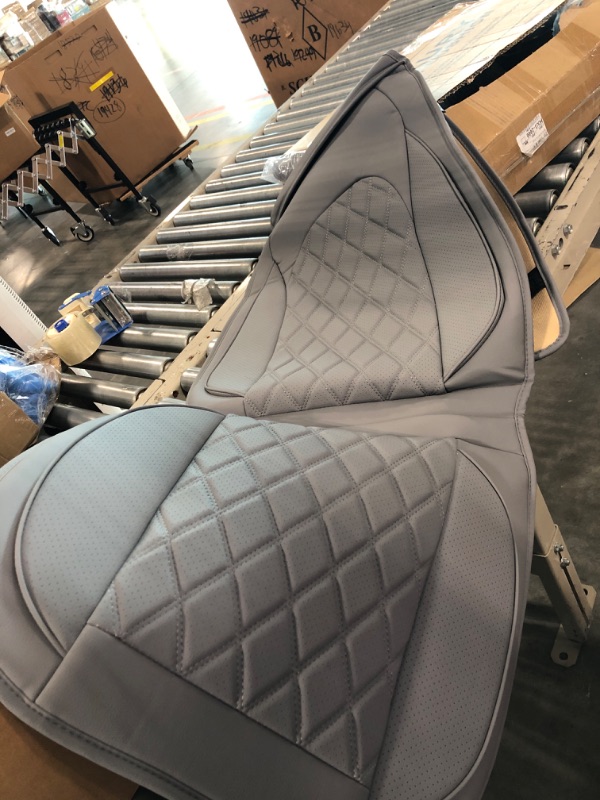 Photo 2 of 1 Pair Car Seat Covers, Luxury Car Protectors, Universal Anti-Slip Driver Seat Cover with Backrest,Diamond Pattern (Gray