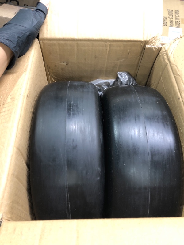 Photo 3 of 2 PCS Premium 13x5.00-6 Flat Free Tire and Wheel for Lawn Mowers & Zero Turn Mowers, with 3/4" & 5/8" Grease Bushing and 3.25"-5.9" Centered Hub, Solution for Commercial Grade Lawns, and Garden Turf