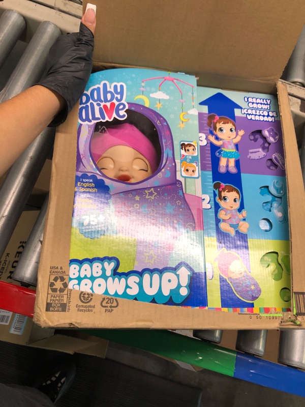 Photo 3 of Baby Alive Baby Grows Up (Dreamy) - Shining Skylar or Star Dreamer, Growing and Talking Baby Doll, Toy with 1 Surprise Doll and 8 Accessories , Blue