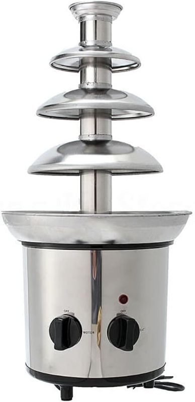Photo 1 of 4 Tier Stainless Steel Electric Chocolate Fondue Fountain Machine 4-Pound Capacity for Chocolate Candy Butter Cheese (4-Tier)
