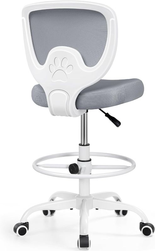 Photo 1 of Primy Office Drafting Chair, Ergonomic Tall Desk Chair with Adjustable Height and Footrest Ring, Armless Mid-Back Standing Computer Chair Executive Rolling Breathable Mesh Chair for Art Home Office
