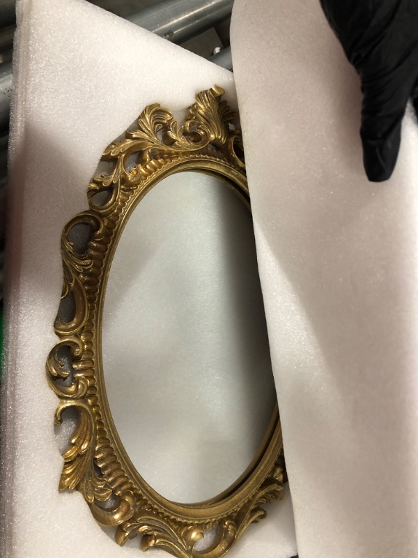 Photo 2 of SIMON'S SHOP Oval Mirror Baroque Style Decorative Mirrors for Wall, 18.3 x 13 inches, Gold, Vintage Decor 18.3 x 13 inch Antique Gold