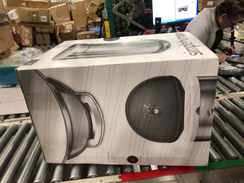 Photo 1 of simplehuman 60 Liter Semi-Round Hands-Free Kitchen Step Stainless Steel Trash Can with Soft-Close Lid, Brushed Brushed 60 Liter Trash Can