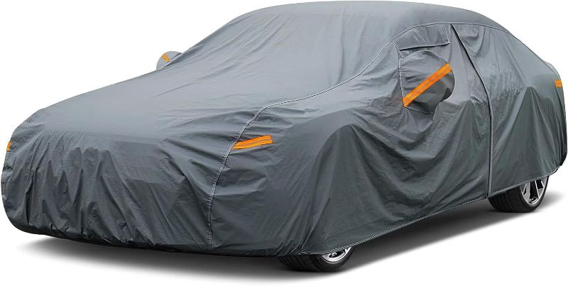 Photo 1 of GUNHYI 16 Layers Car Cover All Weather Waterproof with Zipper, Universal Fit Toyota Corolla/Prius, Honda Civic, vw Jetta, Kia Forte, Nissan Sentra, Hyundai Elantra, Subaru Impreza etc 1 Fit Sedan length 178-185 inch gray