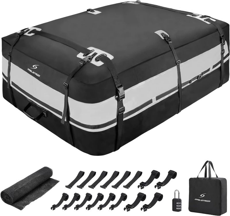 Photo 1 of 
Rooftop Cargo Carrier,Roof Rack Cargo Carrier,Car Roof Bag for Car with/Without Rack,with Lock& Anti-Slip Mat (Black with Silver (21 Cubic Feet)