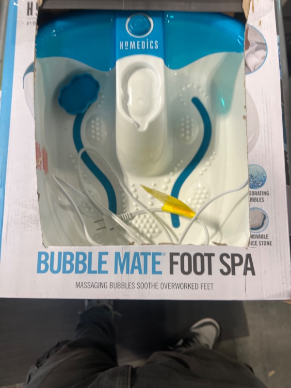 Photo 3 of HoMedics Bubble Mate Foot Spa, Toe Touch Controlled Foot Bath with Invigorating Bubbles and Splash Proof, Raised Massage nodes and Removable Pumice Stone