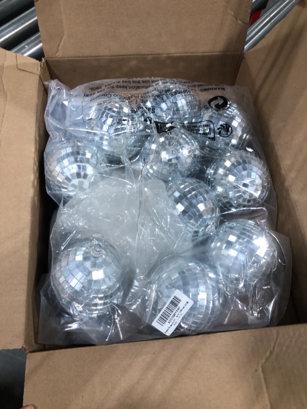 Photo 2 of 10 Pcs Christmas Hanging Mirror Disco Ball Ornaments Assorted Mini Glass Disco Balls Decoration Different Sizes 70s Reflective with Rope (1.6 Inch, 2 Inch, 3.2 Inch)