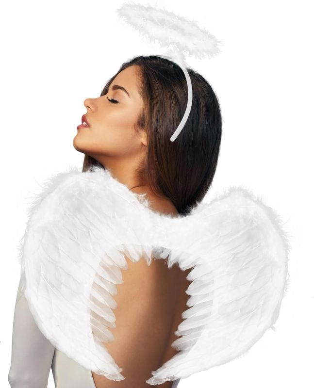 Photo 1 of Amscan Womens White Feather Wings (ages 14+) Halloween Costume Accessory