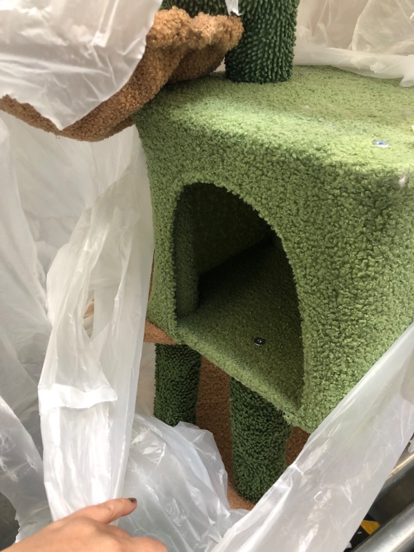 Photo 3 of AIWIKIDE Cactus Cat Tree has Scratching Toy with a Ball Activity Centre Cat Tower Furniture Jute-Covered Scratching Posts,Green