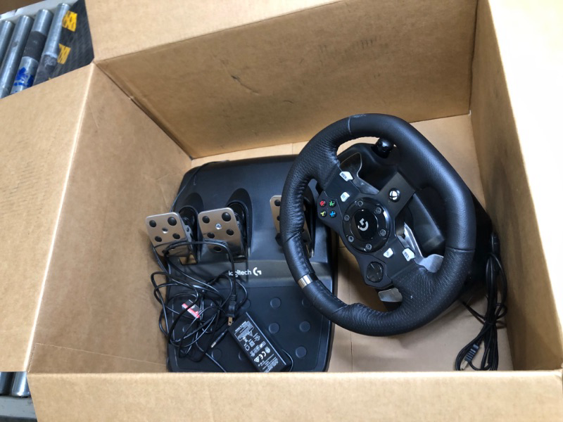 Photo 1 of Logitech G920 Driving Force Racing Wheel and Floor Pedals, Real Force Feedback, Stainless Steel Paddle Shifters, Leather Steering Wheel Cover for Xbox Series X|S, Xbox One, PC, Mac - Black
