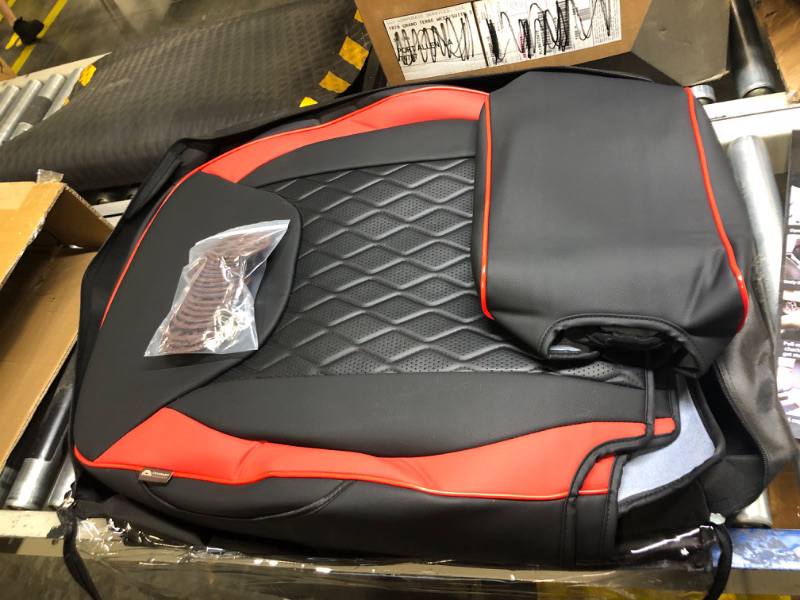 Photo 1 of Coverado Wrangler Seat Covers Full Set, Waterproof Leather Seat Cushions Customized for Front and Rear, Compatible with 2007-2017 Jeep Wrangler JK Unlimited 4-Door, Fit Sahara Sport X Rubicon, Red Black-and-Red FullSet