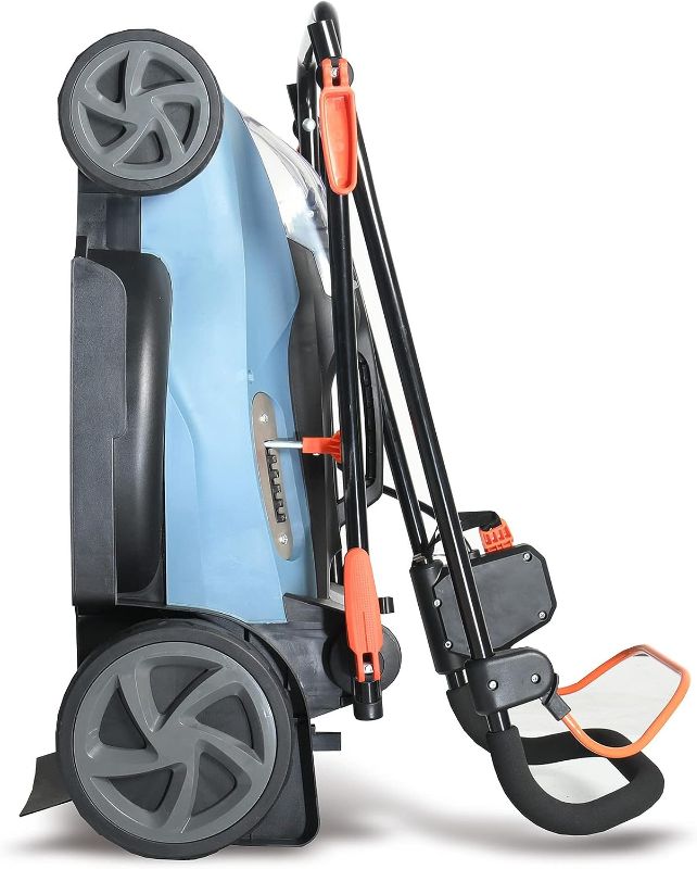 Photo 1 of  **HEAVILY DAMAGED BOX** SENIX LPPX5-L X5 58V Max* 15-Inch Electric Lawn Mower with Brushless Motor, 6-Position Height Adjustment, Includes 12-Gallon Bagger, 2.5Ah Lithium Ion Battery, and Charger
