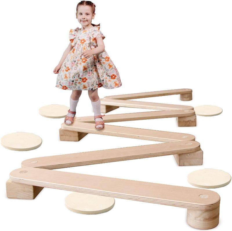 Photo 1 of Avrsol Kids Balance Beam Wooden THREE Stepping Stones Montessori Furniture Balance Board For Toddlers Kids Play Gym